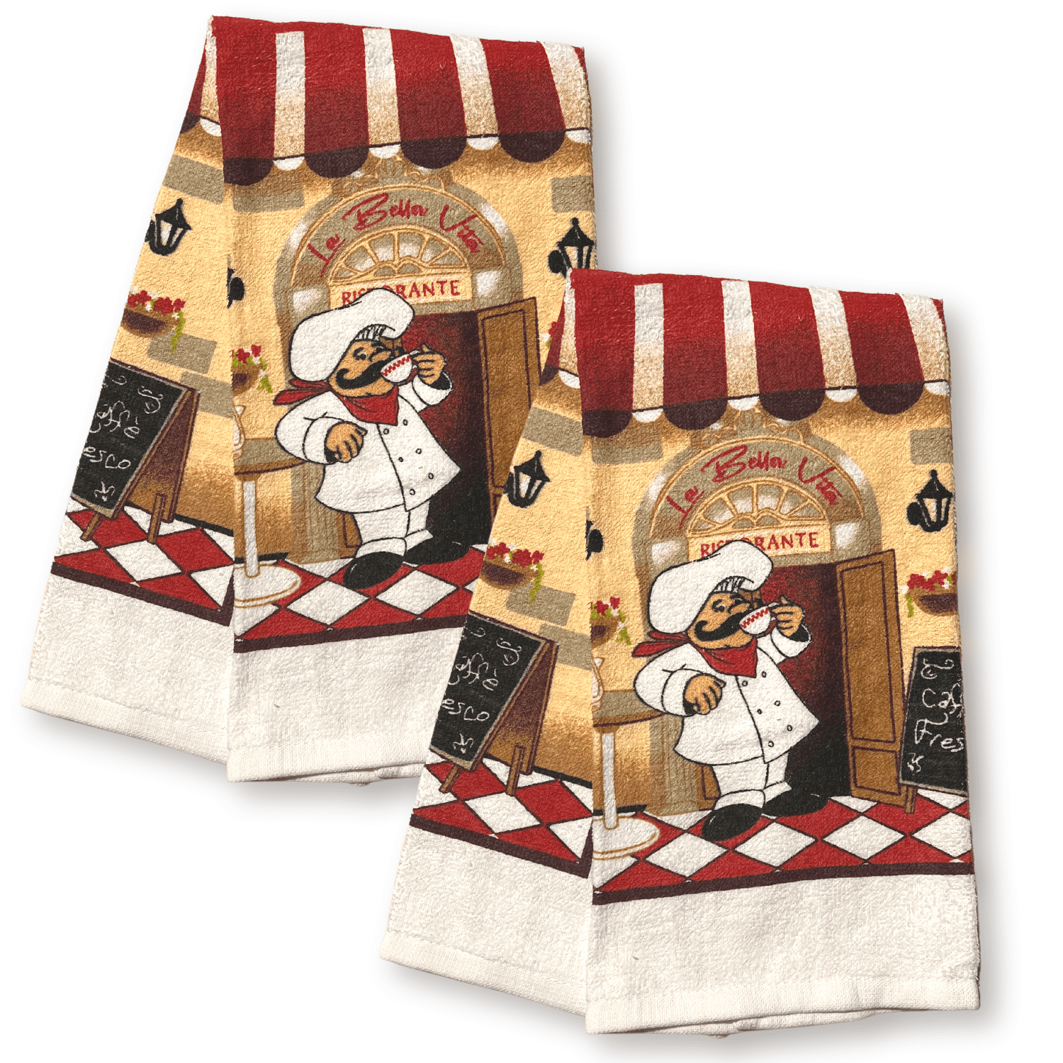 w 15x25 in Set of 2 Home Collection Coffee-Themed Kitchen Towels 