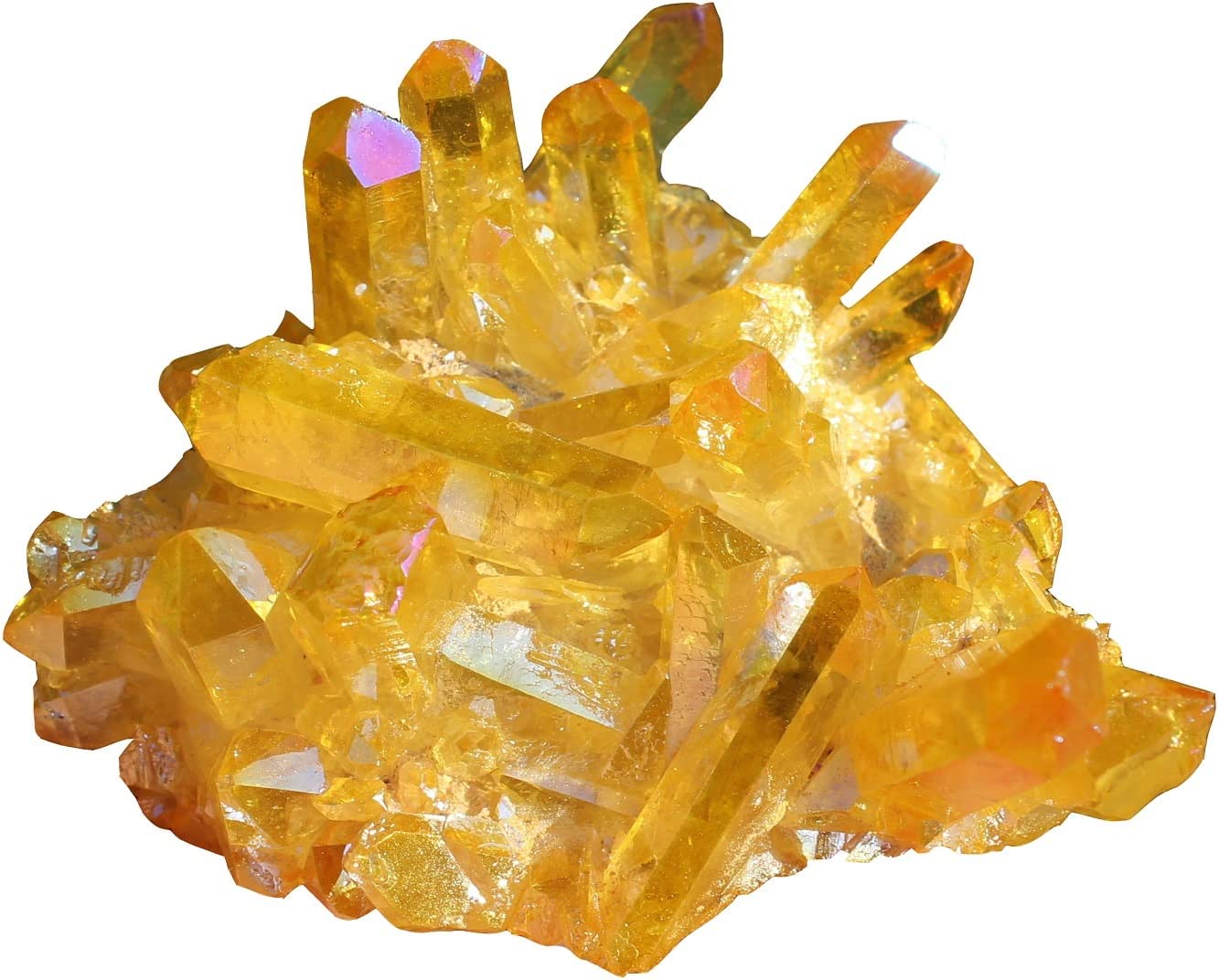 Rainbow Healing Crystal Cluster Natural Titanium Coated Rock Irregular Quartz Cluster Home Decoration Gemstone Specimen Natural Geode Quartz Crystals Reiki Crystal Home Decorations Rock Yellow Walmart Com