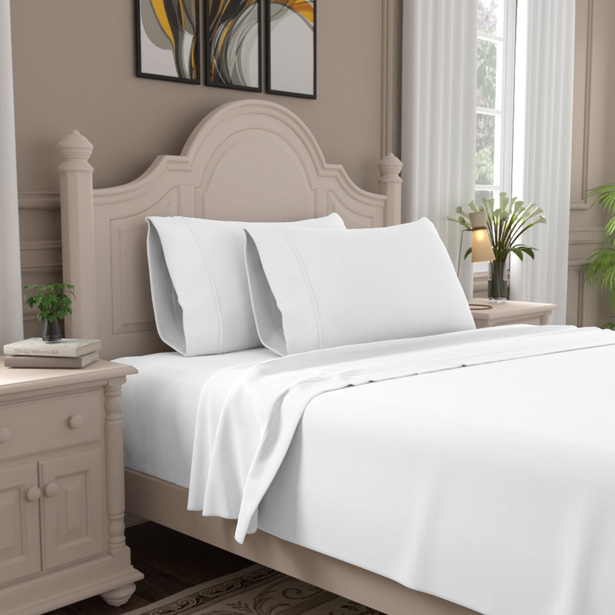 Queen 400 Thread Count Wrinkle Free Cotton Sheet Set Ivory - Purity Home