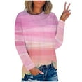 thumbnail image 2 of KBODIU Womens Plus Size T-Shirts Gradient Tie-Dye Print Casual Blouses Tops Oversized Long Sleeve Round Neck Loose Fit Blouses Fall Basic Pullover Sweatshirts, 2 of 4