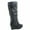 Black, variant on Pure-65 Women's Fashion Round Toe Slouch Large Buckle Wedge Mid Calf Boot Shoes ( Brown, 5 )