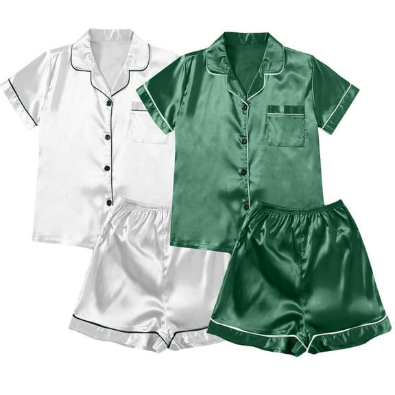 Womens Pajama Sets 4Pc Plus Size Casual Lace Suspenders Shorts Home Wear Womens Pjs Sets