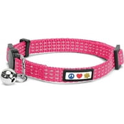 Pawtitas Reflective Cat Collar with Safety Buckle and Removable Bell Cat Collar Kitten Collar Pink Cat Collar