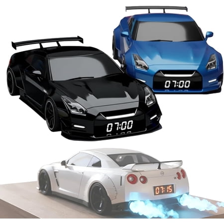 Car Alarm Clock 3-in-1 Digital LED, Crystal Clear LED Display Screen, Modern Sports Car Nightstand Clock, Digital Clock for Bedroom Office Desk Decor Gift (2 pcs-c)