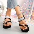 thumbnail image 5 of Mostsola Flip Flops for Women Trendy Platform Sandals Floral Rhinestone Wedges Heels Slip on Shoes, 5 of 9