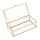 thumbnail image 1 of Caja de almacenamiento cosmética transparente ligera del marco de latón del joyero de cristal Cabeza redonda dorada, 1 of 7