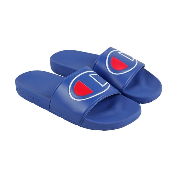 Champion Ipo Mens Blue Leather Slide Slip On Sandals Shoes