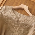 thumbnail image 5 of XIAONU Womens Embroidered Linen Blouse Loose Three Quarter Sleeve Split V-Neck Floral Embroidered Linen Shirt Lightweight Boho Casual Daily Wear Top, 5 of 9