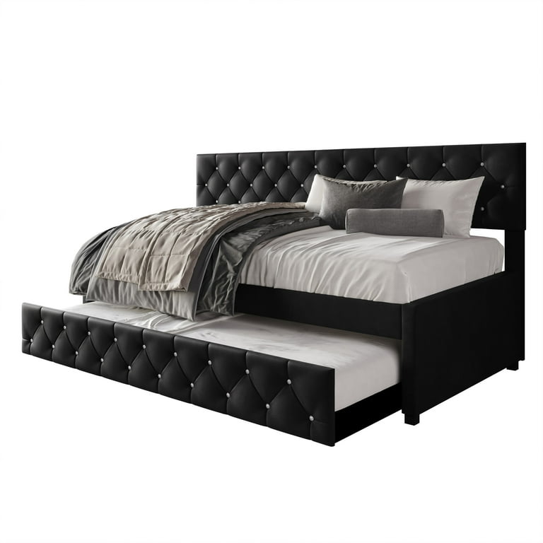 Home Design Darcey Twin Daybed with Trundle, Dark Gray Velvet photo 4