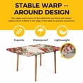 thumbnail image 4 of Cardinal Bird Table Cloths for 6 Foot Rectangle Tables, Pine Cones Poinsettia Berry Floral Beige Patio Waterproof Elastic Fitted Tablecloths, Washable Rectangular Table Cover for Camping, 4 of 8