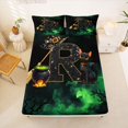 thumbnail image 5 of Manfei Halloween Themed Cats Bed Sheets,Cartoon Alphabet R Full Size Sheets,Green,4pcs,1 Flat Sheet, 1 Fitted Sheet and 2 Pillowcases, 5 of 6