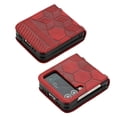 thumbnail image 2 of Dteck for Samsung Galaxy Z Flip 3 5G Case, Embossed PU Leather Hard PC Shell Ultra Thin Slim Durable Protective Phone Case Cover, Red, 2 of 6