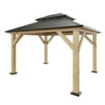 thumbnail image 3 of VANACC 10' x 12' Hardtop Gazebo,Aluminum Frame Outdoor Gazebo with Iron Roof Double Roof, Wood Gazebo for Patio, Backyard, Lawns, Parties, Black, 3 of 8