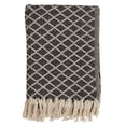 thumbnail image 1 of SARO LIFESTYLE Collection Sevan Motif Diamant Jeté à Franges, Noir, 1 of 1