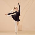 thumbnail image 4 of AHTJRT Ballet Leotards for Girls Long Sleeve V Neck Dance Ballerina Outfits Dresses with Skirt Drop Shoulder Classic Gymnastics Bodysuit Black 12-13 Years, 4 of 7