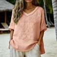 thumbnail image 2 of Guluxicc Plus Size Linen Tunic Tops Women Dressy Retro Embroidered Long Sleeve Boho Shirts Loose Fit V neck Casual Blouse, 2 of 8