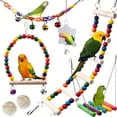thumbnail image 6 of Wood Parrots Budgie Cage Accessories, Bird Toys for Parakeets 16Pcs, Bird Perch Swings for Small Conure Cockatiel Toys, Bird Ladder Swing for Parakeets Climbing(swings,boll pendants, ladders,balls), 6 of 6