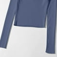 thumbnail image 4 of DuoJiaJ Long Sleeve Shirts for Women Fall Tops V Neck Slim Fitted Ribbed Basic Knit Tee Top Blue M, 4 of 5