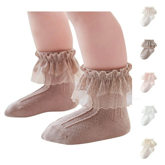 Fancifize Baby Girls' Lace Trim Socks (0-12Y) - Toddlder Ruffle Ankle Socks Cotton Crew Socks for Dance