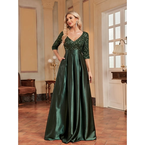 Women's Formal Dress Wedding Guest Dress Bell Sleeve Bridesmaid Dress Maxi Evening Dress