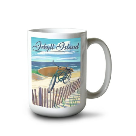 

15 fl oz Ceramic Mug Jekyll Island Georgia Beach Cruiser on Beach Dishwasher & Microwave Safe