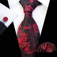 thumbnail image 3 of YAOBAMM Polyester Yarn Material Tie Pocket Scarf Cufflinks Set 3Pcs Set Men Exquisite Plum Pattern Tie Pocket Scarf Cufflinks Vibrant Handkerchief Brooch Suit Accessories, 3 of 6