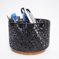 thumbnail image 1 of Porta Utensilios Giratorio 360 Grados de Metal Negro con 4 Compartimentos y Asa para Cocina Oficina y Fiestas Diseño Elevado y Estable, 1 of 5