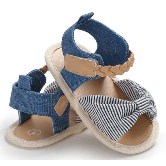 Baby Girls Striped Soft Sole Sandals Size 1 0-6M