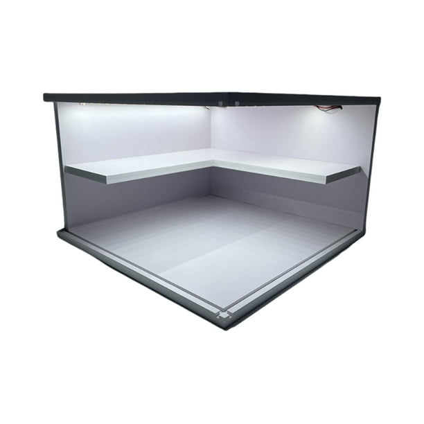 Vitrina de garaje, caja de exhibición, artesanías, decorativa, apilable, protección con LED 2 capas