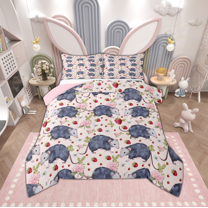 Manfei 3-Piece Full Comforter Set with Guinea Pig and Vintage Floral Design