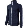 thumbnail image 3 of H2H Mens Casual Slim Fit Lightweight Line Training Full Zip-up Jacket NAVY US 3XL/Asia 4XL (CMOJA0103), 3 of 6