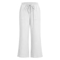thumbnail image 2 of Lullu Girls Pants Kids Summer Casual Beach Loose Long Trousers with Pockets, White, Sizes 5-14, 2 of 8