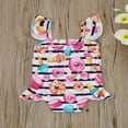thumbnail image 2 of Maillot de Bain une Pièce pour Fille Rayé Imprimé Beigne Volant Manche Dos Nu Bébé Tout-Petit Enfant Fille Justaucorps Maillot de Bain, 2 of 6