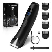 CIICII Body Hair Trimmer for Men, Mens Body Groomer, Electric Pubic/Balls/Groin/Beard Trimmer for Men (7Pcs Rechargeable, SkinSafe Ceramic Blade Heads, LCD Display, Waterproof Cordless Clippers
