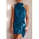 thumbnail image 3 of Vestido PRETTYGARDEN de Satén sin Mangas con Cuello Simulado y Cintura con Lazo Azul Marino XXL, 3 of 8