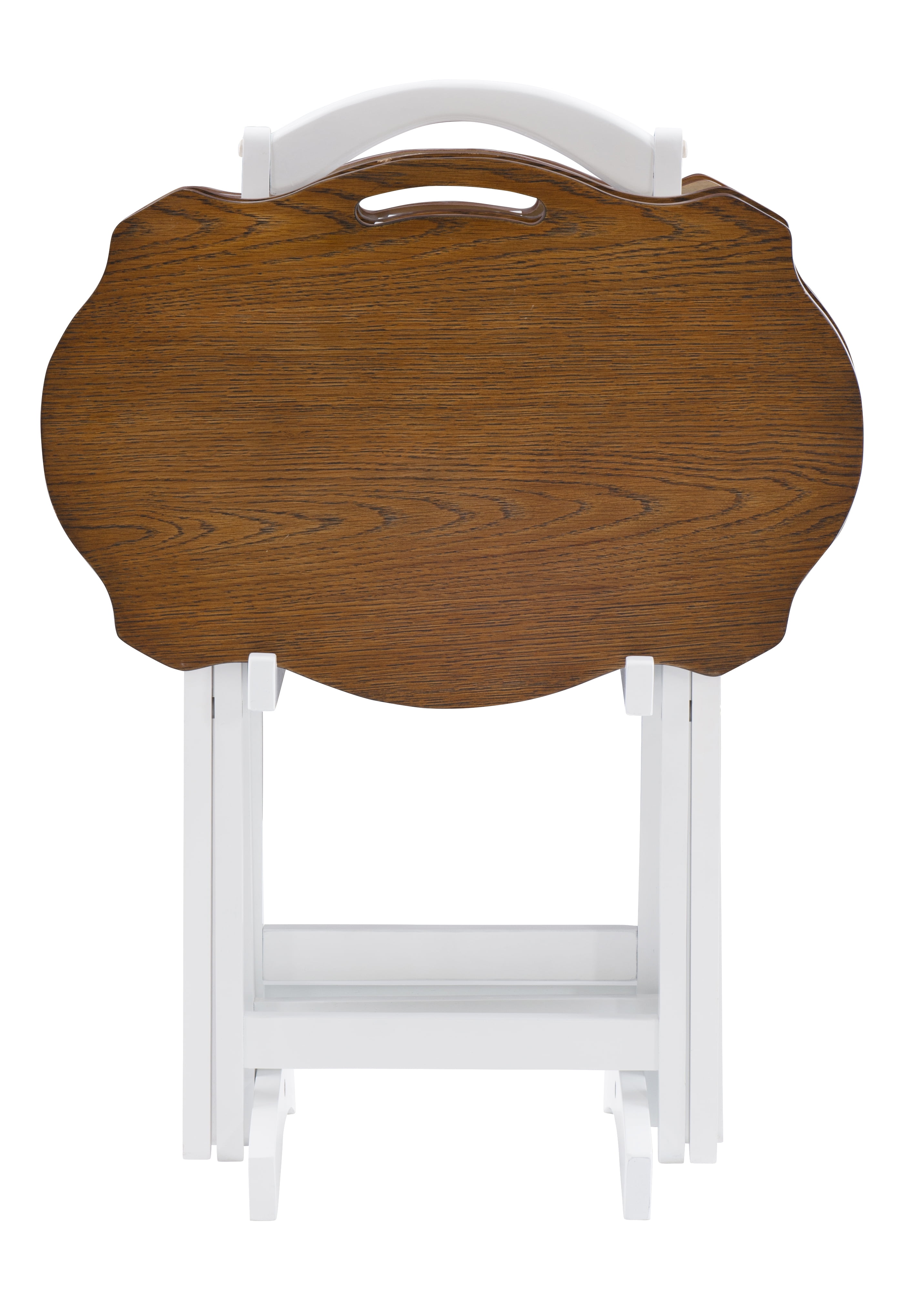 Powell Kiely Folding TV Tray Table Set with Stand Hazelnut and
