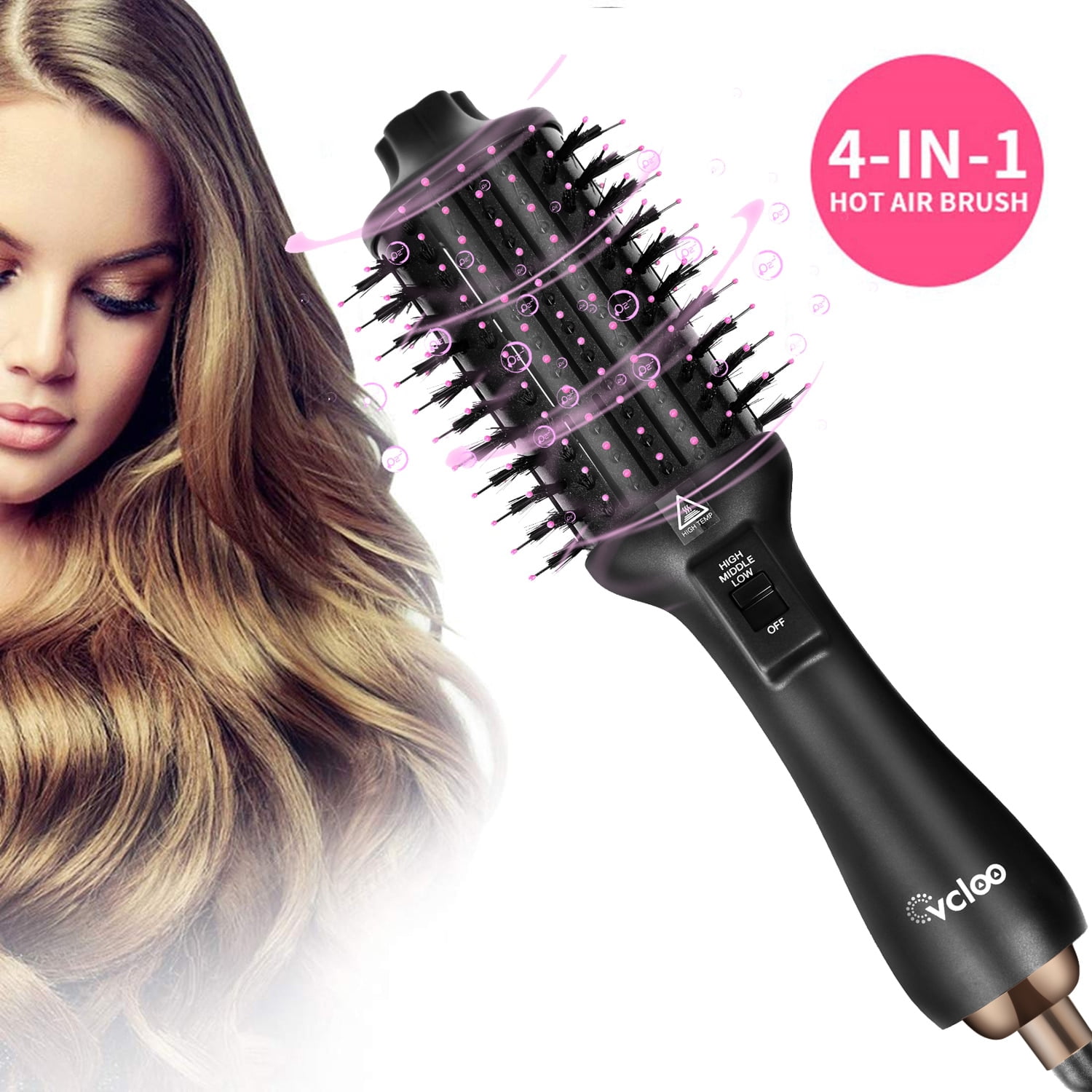 Hair Dryer Brush, Hot Air Brush, One-Step Hair Dryer And Volumizer, 4 in 1  Blow Dryer Styler,Negative Ion Ceramic Hot Air Brush Comb for Rotating  Straightening Curling - Walmart.com