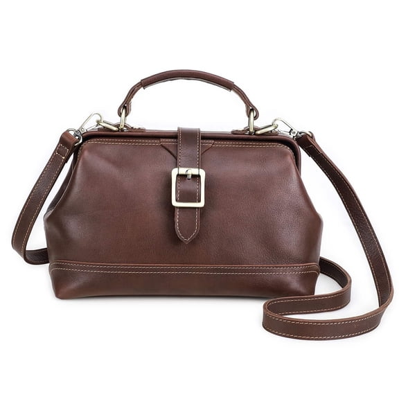 Contact's Genuine Leather Handbags Tote Shoulder Bag,Doctor Bag for Women, Large Capacity,Valentine Gift, Red Brown