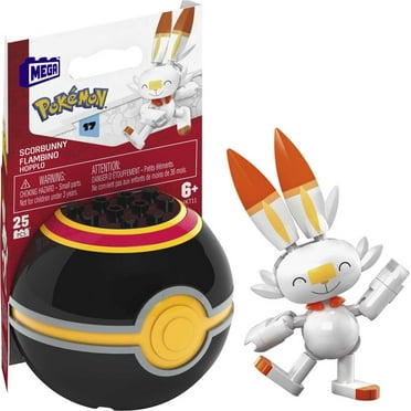 MEGA Pokemon Building Toy Kit Scorbunny (15 Pieces) with 1 Action Figure and Ball for Kids