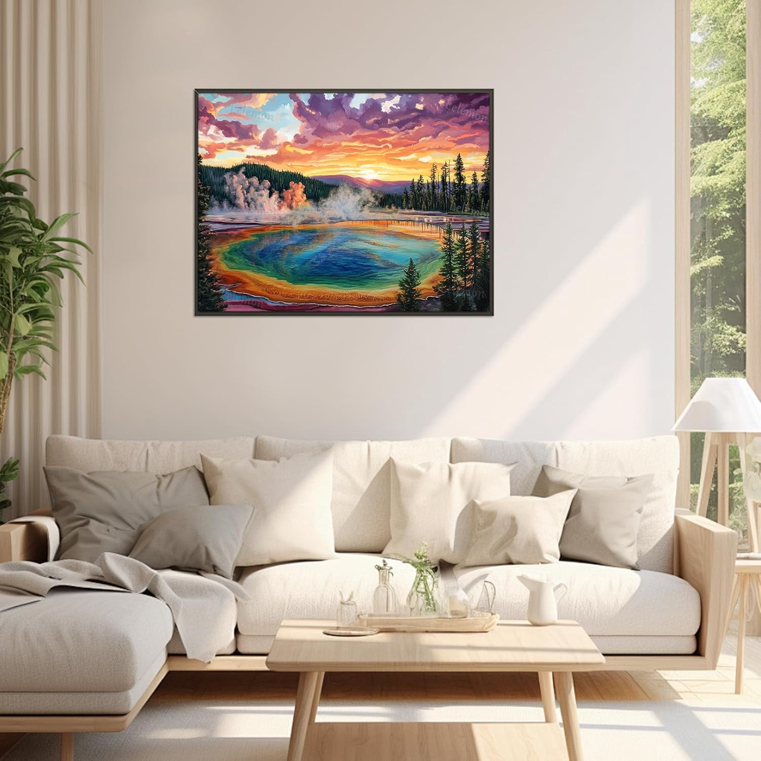 Adult diamond art set, adult diamond painting set, Yellowstone National Park 5D diamond painting set with diamond art accessories, suitable for home wall decoration 16 x 20 inches frameless