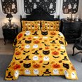 thumbnail image 2 of Erosebridal Halloween Pumpkin Ghost King Size Comforter Sets 3pcs,Spooky Black Cats Comforters King Size,Orange,Reversible,1 Comforter and 2 Pillowcases, 2 of 6