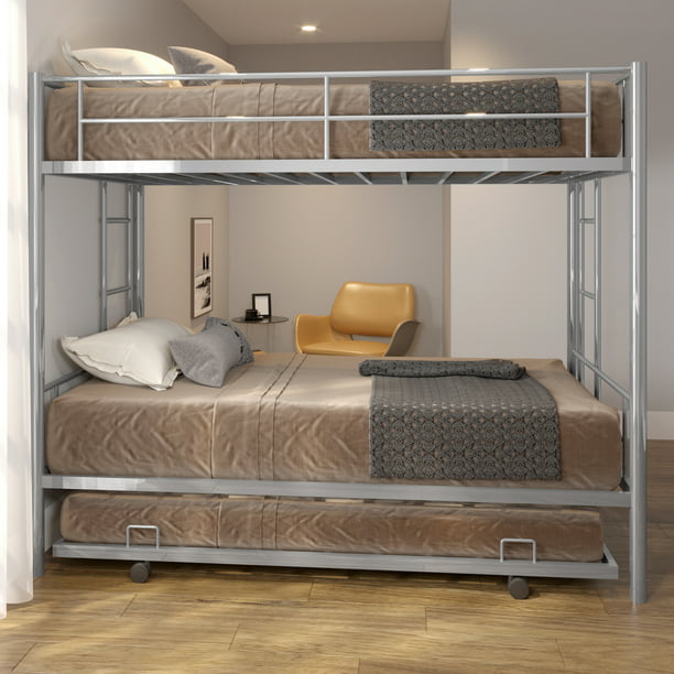 Silver Metal Bunk Bed Twin Over, Can Trundle Beds Be Separated