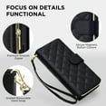 thumbnail image 2 of for iPhone 16e Wallet Case for Women Girls, PU Leather + TPU, Zipper Pocket Card Slots Kickstand Magnetic Clasp Crossbody & Wrist Strap Full Body Shockproof Heavy Duty Phone Cover, Black, 2 of 8
