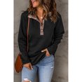 thumbnail image 4 of Ladies Pullover Sudadera Moda Acolchado Patrón Ligero de Manga Larga Plain Casual Top Negro S, 4 of 6