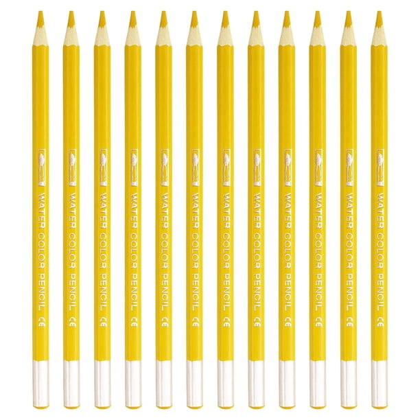 Lápiz de acuarela Uxcell para mezclar, colorear, dibujar bocetos, pintar, 12 piezas, amarillo oscuro