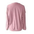 thumbnail image 3 of ManxiVoo Exposed Seam Detail Pullover Sweatshirt Women Loose Fit Knit Top Casual Comfortable Soft Daily Wear L Size Pink, 3 of 8
