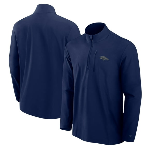 Men's Fanatics Navy Denver Broncos Front Office Micro Tonal Quarter-Zip Pullover