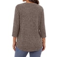 thumbnail image 4 of WellSize 3/4 Sleeve Blouses for Women Plus Size Henley Shirts Casual Crew Neck Tunic Tops Trendy Fall Pullover, 4 of 10