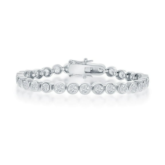 iJewelry2 Sterling Silver 3mm Bezel-Set Round CZ Bridal Tennis Bracelet