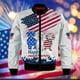 thumbnail image 4 of Chaqueta con estampado del Día de la Independencia para hombre, con bandera nacional de EE. UU., estampado 3D, mangas largas, moda Harajuku, chaquetas de gran tamaño con cremallera, 4 of 5